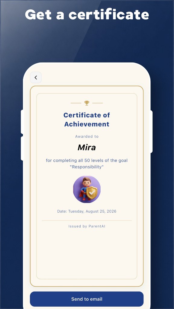 A certificate of achievement in Parenyx AI