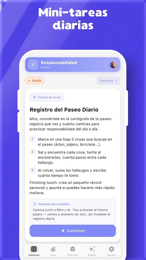 Progreso del mes y recomendaciones en Parenyx AI